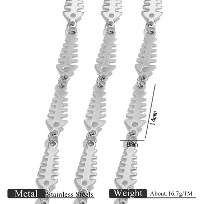 1 Meter Stainless Steel Fishbone Chain, Ocean Style DIY Jewelry, Bracelet & Necklace Making Supplie