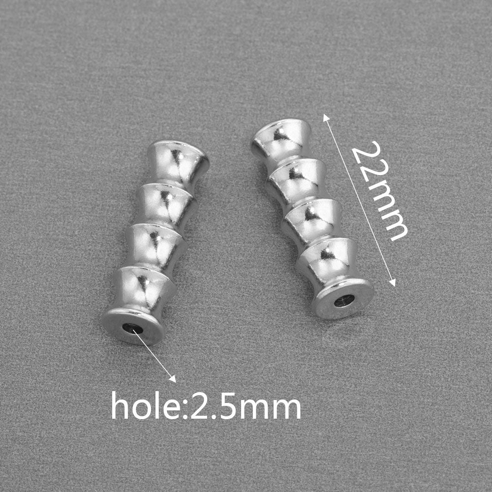 2PCS Gold Stainless Steel Bamboo Joint Bullet Beads | Loose Spacer Beads for DIY Jewelry Making Supplies