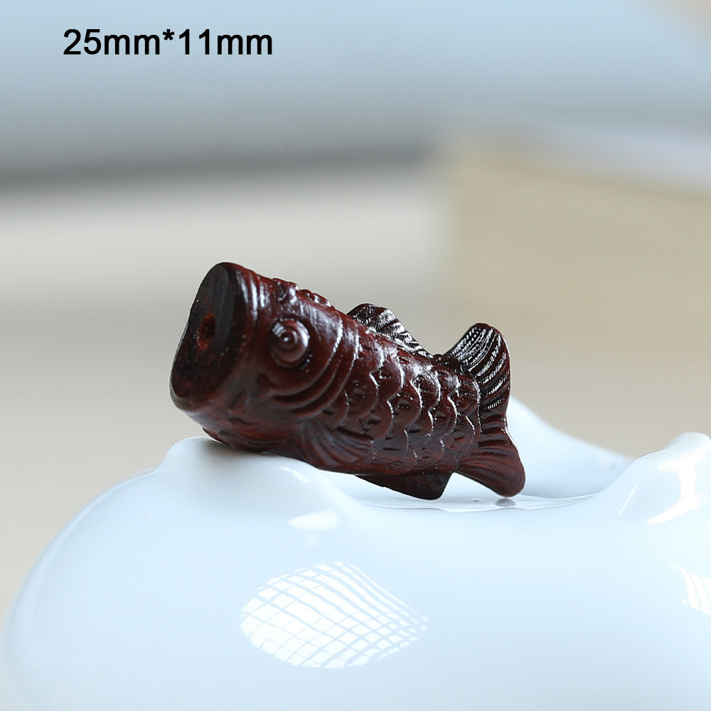 Rosewood Agarwood Carved Koi Fish Pendant, Cute DIY Charm, Handcrafted Jewelry Making, Phone Strap, Bracelet, Necklace, Beaded Accessory