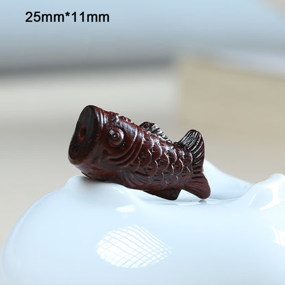 Rosewood Agarwood Carved Koi Fish Pendant, Cute DIY Charm, Handcrafted Jewelry Making, Phone Strap, Bracelet, Necklace, Beaded Accessory