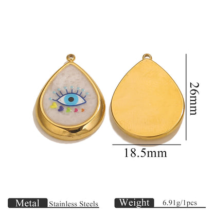 Stainless Steel Vintage Round Blue Evil Eye Pendants, Enameled DIY Charms for Bracelets/Necklaces/Keychains, Jewelry Making Accessories