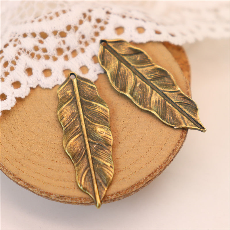 10PCS Vintage Leaf Charms - Bronze Retro Leaf Accessory for Jewelry Making & Crafts