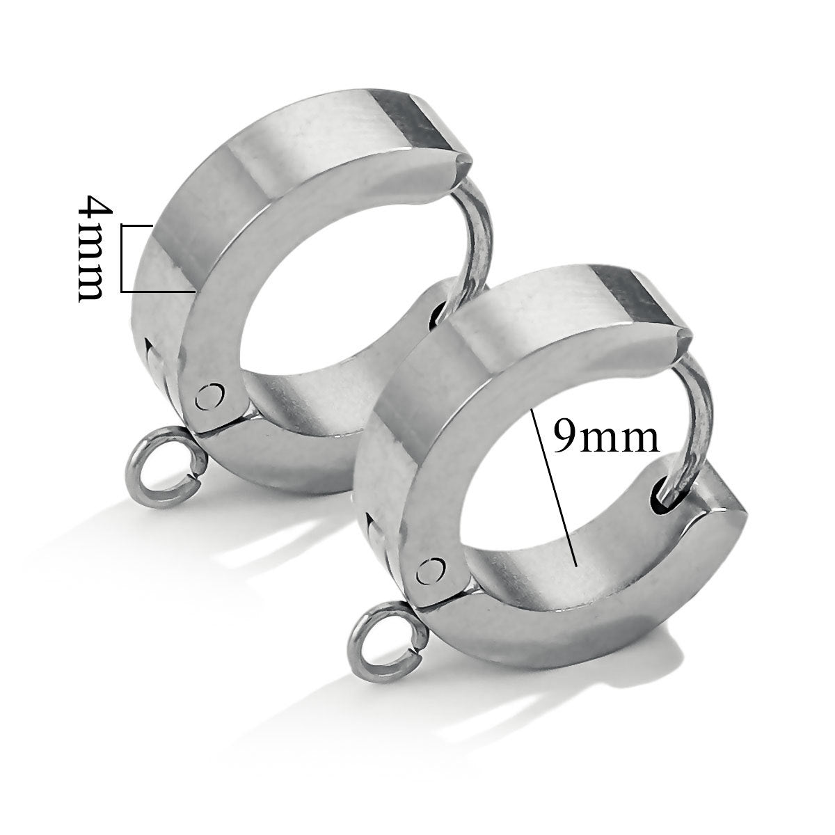 5 Pairs Stainless Steel Polished Circular Earrings -  Retro & Lightweight, DIY Ear Clasps - Titanium Steel Colorfast Ear Studs & Hoops