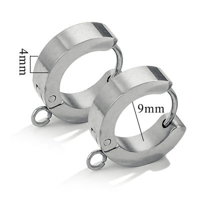5 Pairs Stainless Steel Polished Circular Earrings -  Retro & Lightweight, DIY Ear Clasps - Titanium Steel Colorfast Ear Studs & Hoops