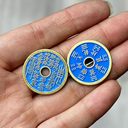 2PCS DIY Brass Mountain Ghost Coin (Shan Gui Hua Qian) - Unfinished Brass Talisman Coin for Handcraft, Custom Jewelry Making