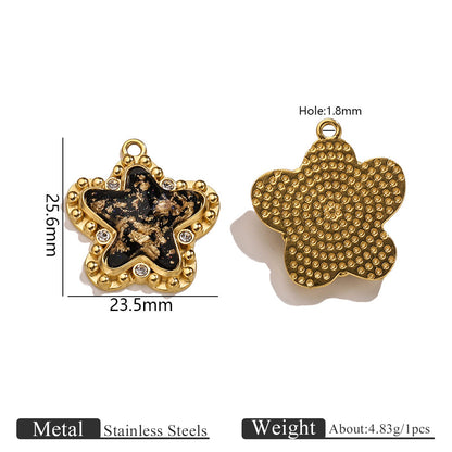 Vintage Black & Gold Foil Stainless Steel Pendant, Butterfly Star Heart Charms for DIY Jewelry, Bracelets & Necklaces