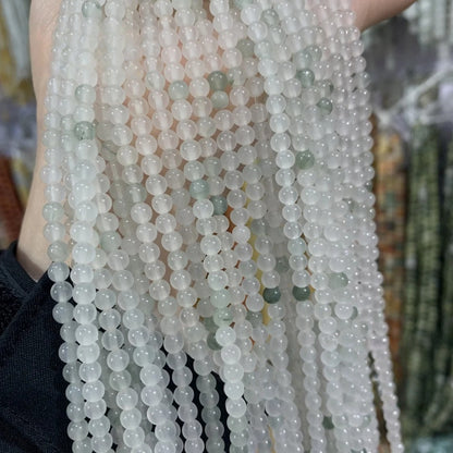 Natural Tianshan Jade Loose Beads - Round/Smooth Gemstone Beads for Jewelry Making, DIY Bracelet Necklace Supplies