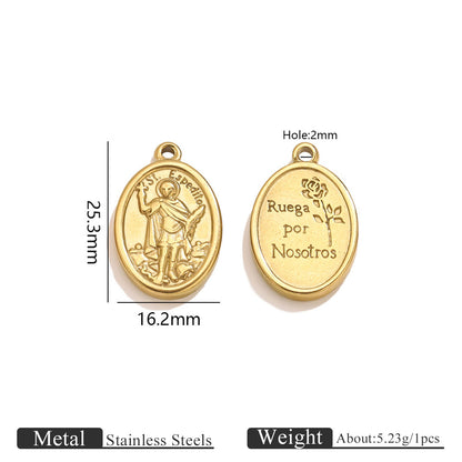 2PCS Vintage Embossed Portrait Coin Pendant, European Queen & Madonna Stainless Steel Charm, DIY Necklace Jewelry Making Accessory