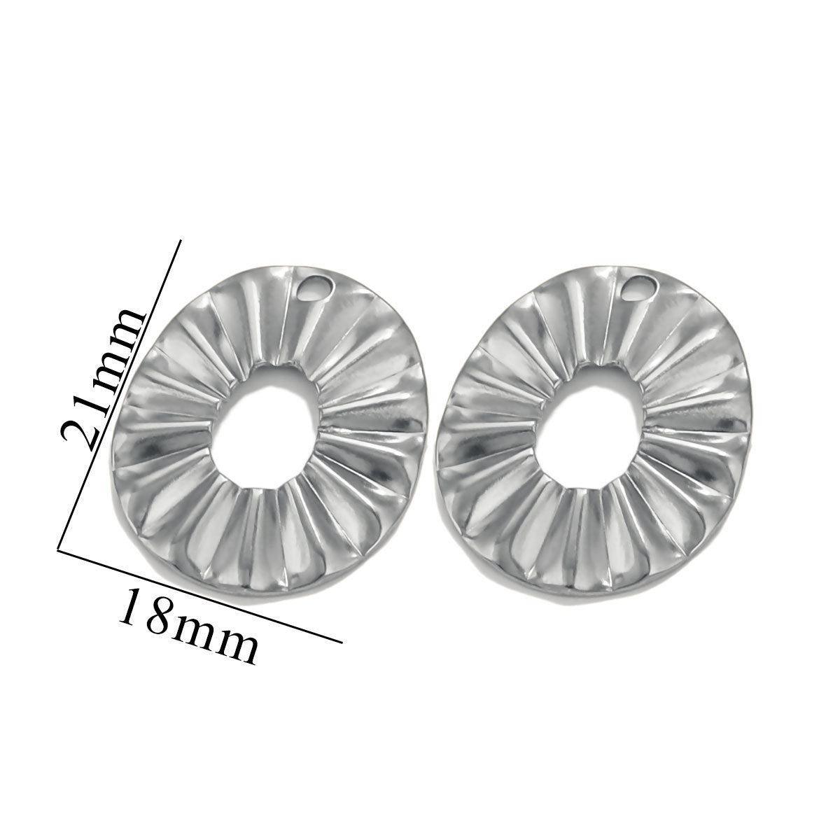 10PCS Stainless Steel Round Flower Pendant with Hole, DIY Teardrop Earring Connector, Jewelry Making Supplies for Stud Earrings