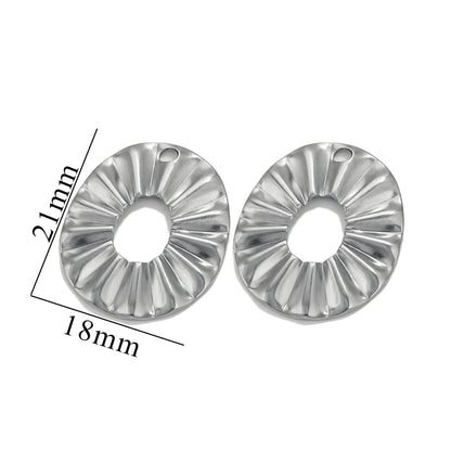 10PCS Stainless Steel Round Flower Pendant with Hole, DIY Teardrop Earring Connector, Jewelry Making Supplies for Stud Earrings