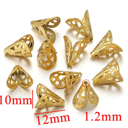 10PCS Stainless Steel Flower Bead End Caps & Washers | Retro Funnel-Shaped Gaskets, DIY Jewelry Supplies for Necklaces & Bracelets