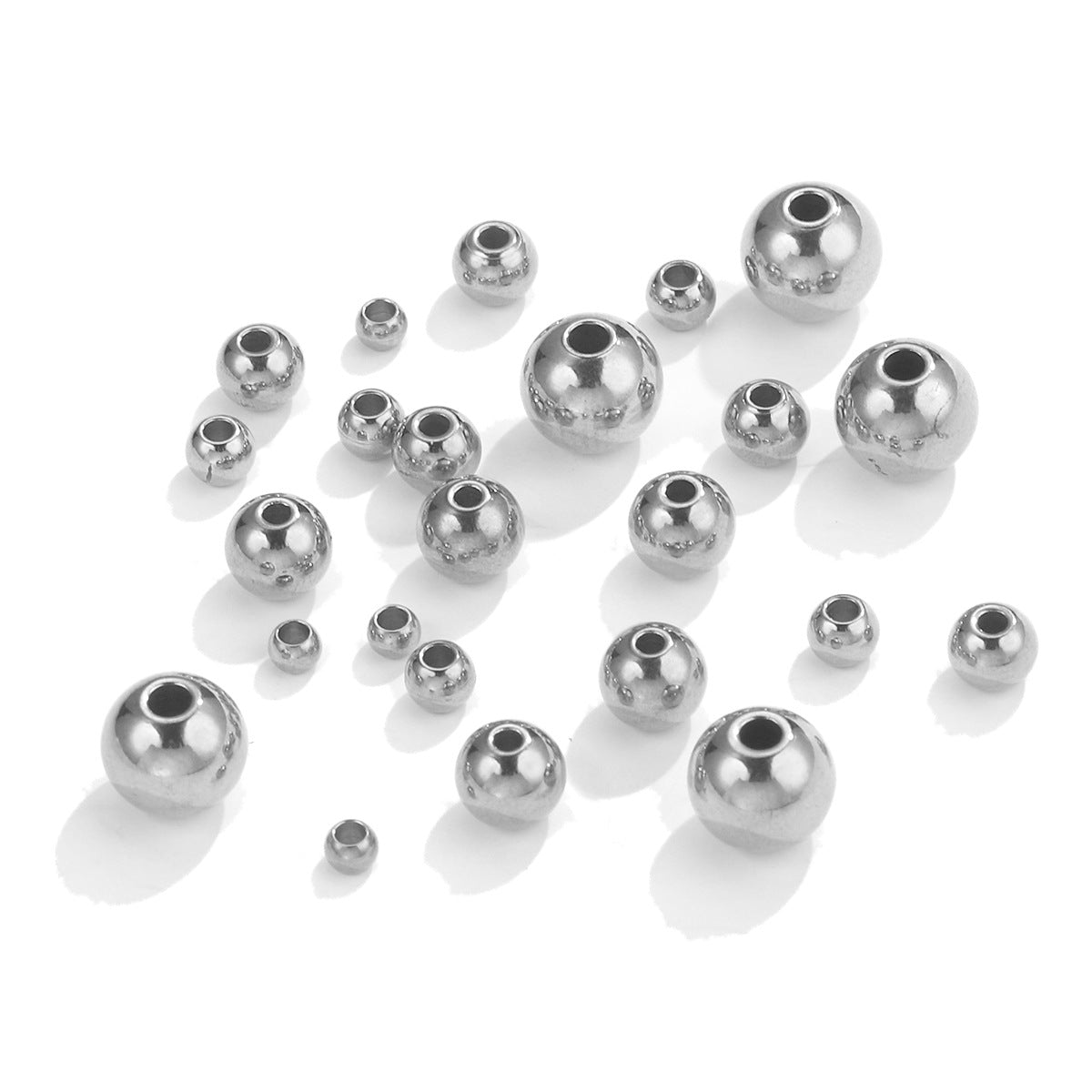 50PCS Stainless Steel Solid Drilled Beads | Titanium Steel Loose Beads for DIY Bracelets, Jewelry Making Supplies