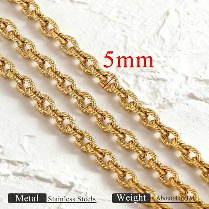 1 Meter Twisted Braided Stainless Steel Chain, Vintage Style DIY Jewelry, Bracelet & Necklace Making Supplies