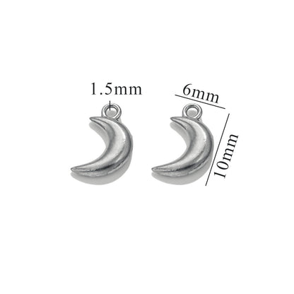 10PCS Stainless Steel Moon & Sun Mini Pendants | Cute Tiny Charms, Ideal Accessories for Necklaces & DIY Jewelry Making