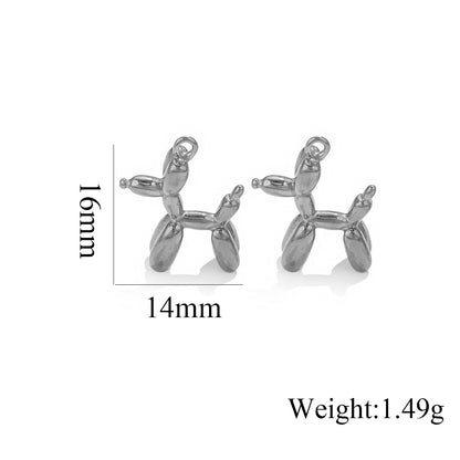 Titanium Steel Dog Pendant | Minimalist Hip-Hop Style + Cute 3D Balloon Dog Design, Trendy DIY Jewelry Charm for Necklaces