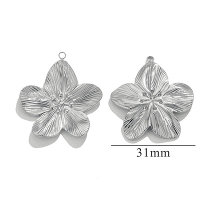 Vintage Stainless Steel Flower Pendants,  DIY Charms for Necklaces & Earrings, Jewelry Making Accessories