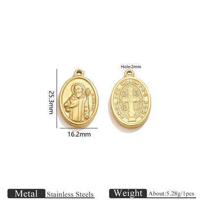 2PCS Vintage Embossed Portrait Coin Pendant, European Queen & Madonna Stainless Steel Charm, DIY Necklace Jewelry Making Accessory