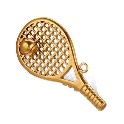 Stainless Steel Tennis Racket Keychain Pendant, Creative Sports Charm, DIY Vintage Bag or Necklace Jewelry Accessory