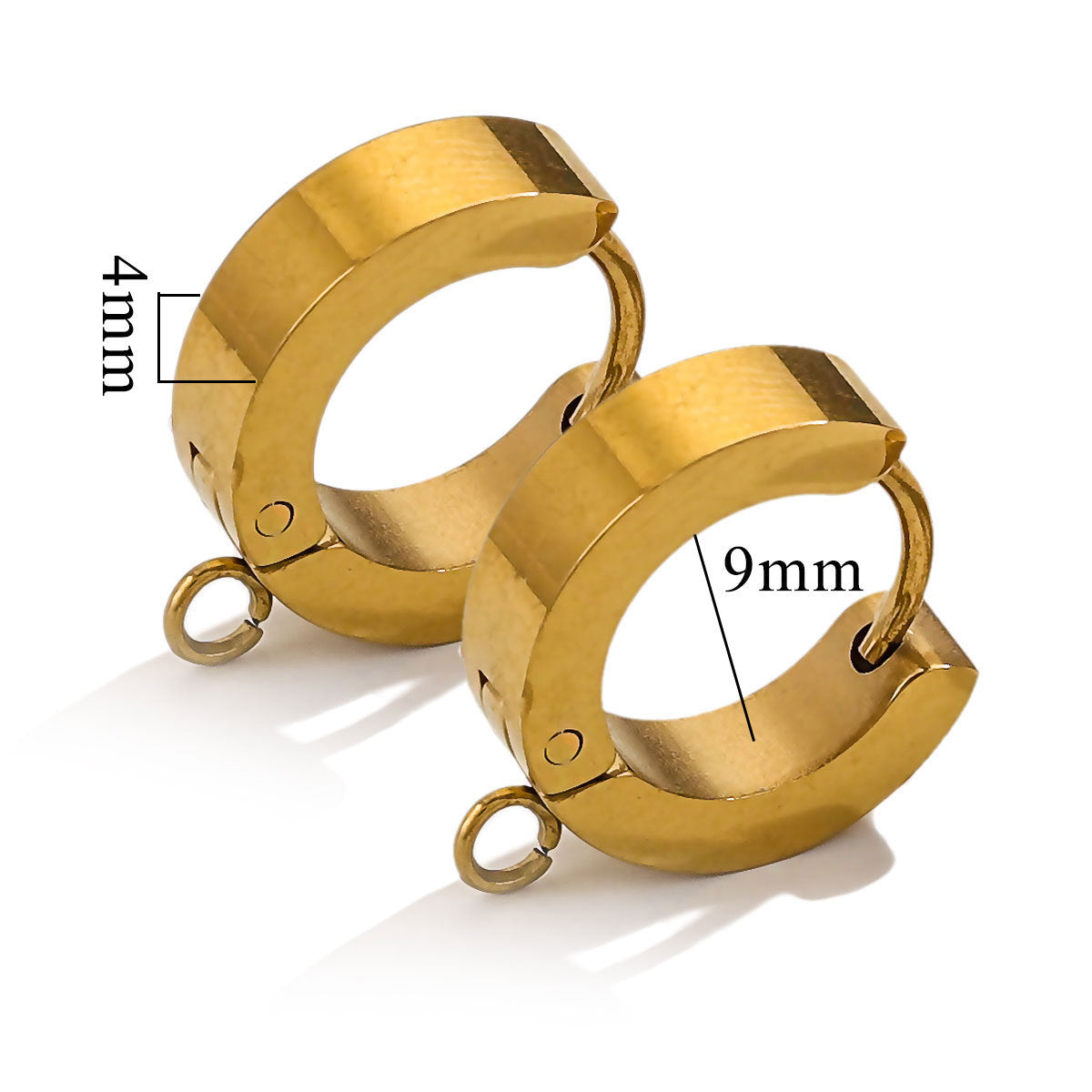 5 Pairs Stainless Steel Polished Circular Earrings -  Retro & Lightweight, DIY Ear Clasps - Titanium Steel Colorfast Ear Studs & Hoops