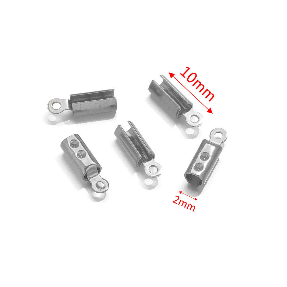 50PCS Stainless Steel End Caps & Cord Clasps, Lobster Clasp Cord Connectors, DIY Bracelet Anklet Jewelry Making Findings