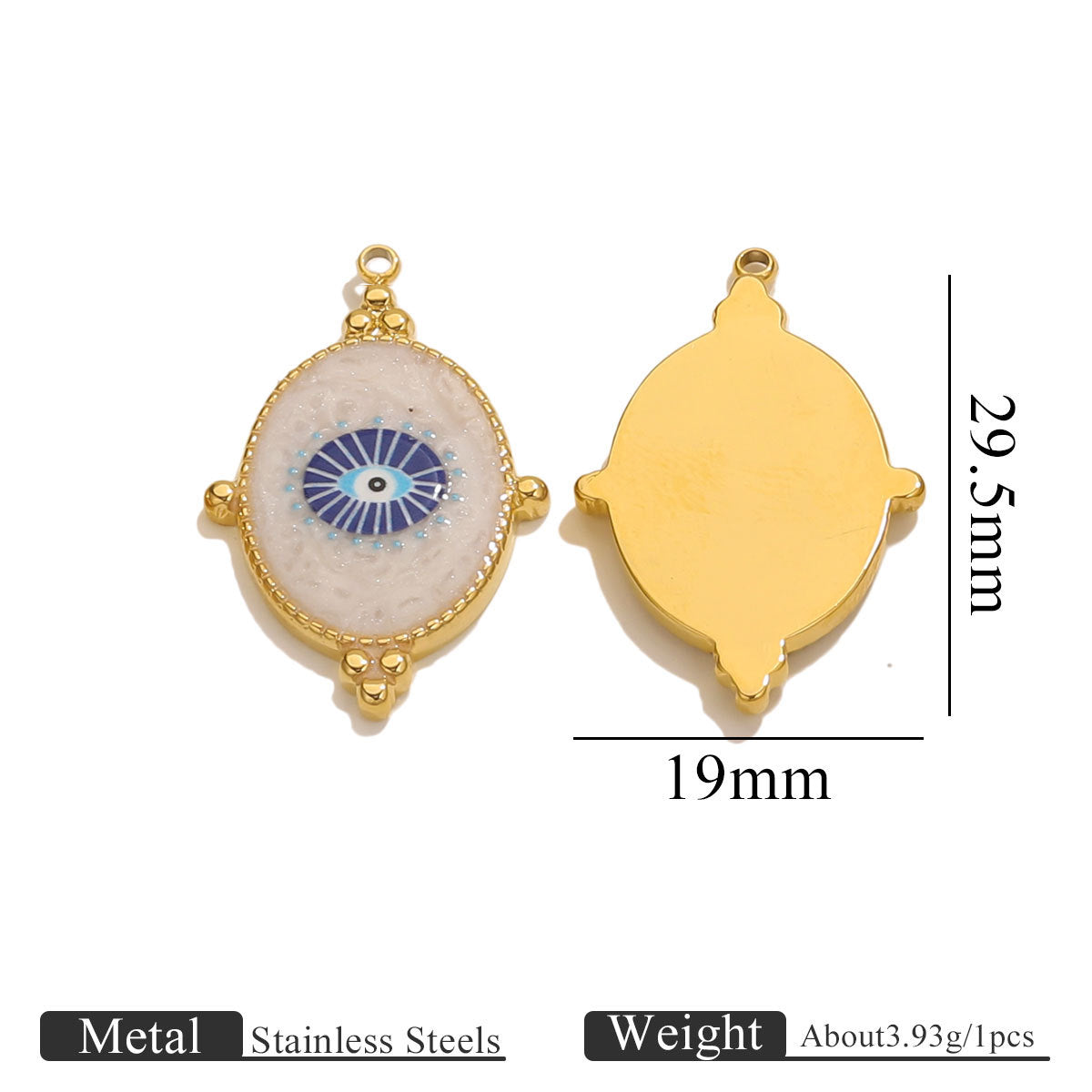 Stainless Steel Vintage Round Blue Evil Eye Pendants, Enameled DIY Charms for Bracelets/Necklaces/Keychains, Jewelry Making Accessories