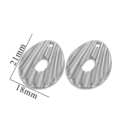 10PCS Stainless Steel Round Flower Pendant with Hole, DIY Teardrop Earring Connector, Jewelry Making Supplies for Stud Earrings