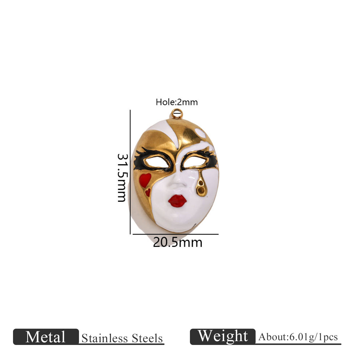 Stainless Steel Creative Chinese Peking Opera Mask Charms, Luxury High-End Enameled DIY Necklace Pendants, Traditional National Essence Jewelry