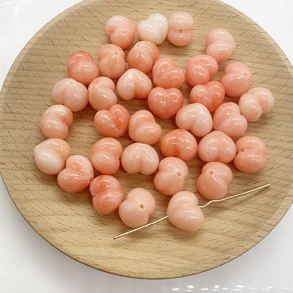 2PCS Pressed Queen Shell Powder Peach Heart beads with Hole,DIY Jewelry Making, Handcrafted Charm for Bracelets, Necklaces, Beaded Accessories