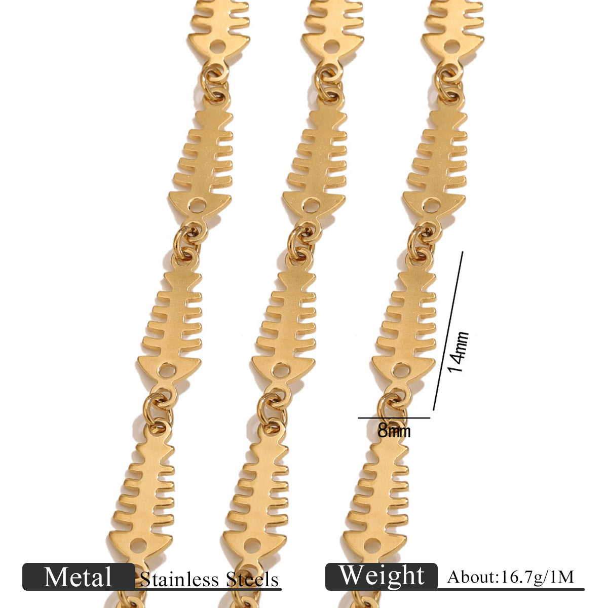 1 Meter Stainless Steel Fishbone Chain, Ocean Style DIY Jewelry, Bracelet & Necklace Making Supplie