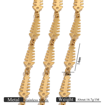 1 Meter Stainless Steel Fishbone Chain, Ocean Style DIY Jewelry, Bracelet & Necklace Making Supplie