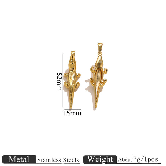Stainless Steel Crocodile Pendant, Durable Animal Charm Necklace, Waterproof Jewelry Gift