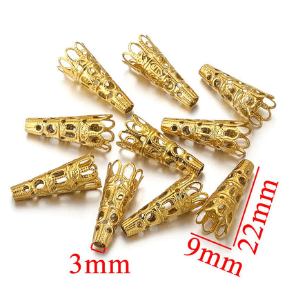 10PCS Stainless Steel Flower Bead End Caps & Washers | Retro Funnel-Shaped Gaskets, DIY Jewelry Supplies for Necklaces & Bracelets