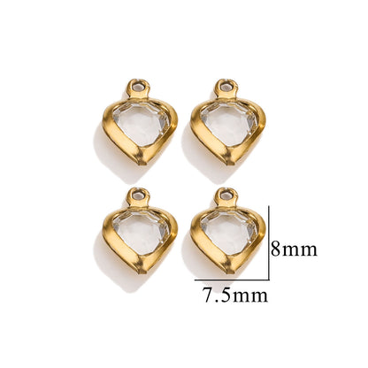 20PCS Stainless Steel Crystal Water Drop Charms - Colorful Titanium Steel, Minimalist Luxury DIY Necklace Jewelry Accessory