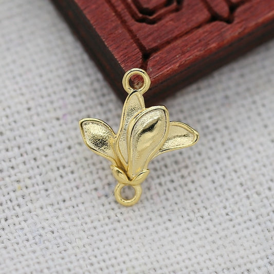2PCS 14x12mm 24K Gold Plated Lily of the Valley Connector | DIY Brass Flower Bud Link for Earrings & Hairpins | Jewelry Findings