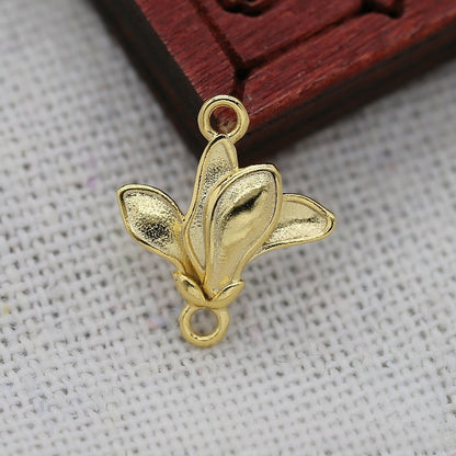 2PCS 14x12mm 24K Gold Plated Lily of the Valley Connector | DIY Brass Flower Bud Link for Earrings & Hairpins | Jewelry Findings