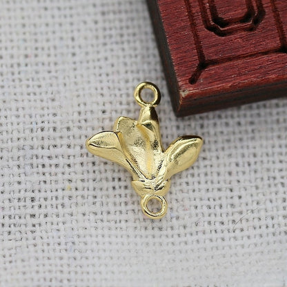 2PCS 14x12mm 24K Gold Plated Lily of the Valley Connector | DIY Brass Flower Bud Link for Earrings & Hairpins | Jewelry Findings
