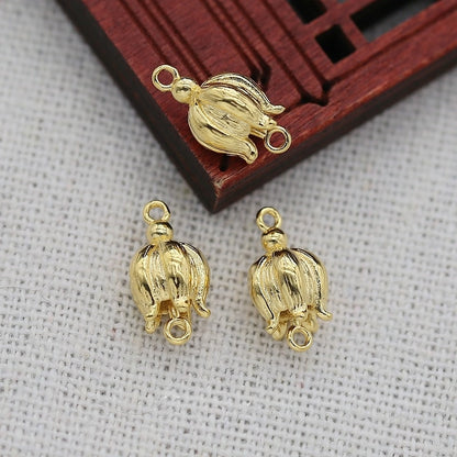 lily flower charm 14x7mm 24K Gold Plated Brass Lily of the Valley Connector