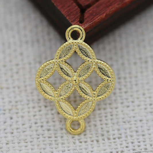 1PC 24K Gold Plated Coin Tassel Charm 17x12mm, Brass Connector for Hairpins and Earrings, Fade-Resistant DIY Jewelry Findings