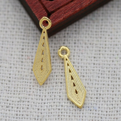 4PCS 24K Gold Plated Leaf Pendant 17x5mm, Brass DIY Charm for Hairpins and Earrings, Fade-Resistant Jewelry Findings