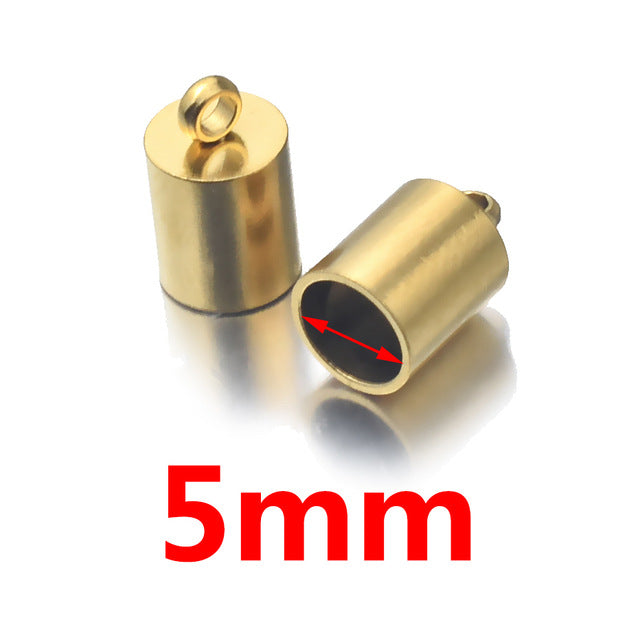 10PCS 18K Gold Plated Stainless Steel End Caps, Lobster Clasp Cord Connector, DIY Bracelet Anklet Jewelry Making Findings