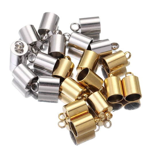 10PCS 18K Gold Plated Stainless Steel End Caps, Lobster Clasp Cord Connector, DIY Bracelet Anklet Jewelry Making Findings