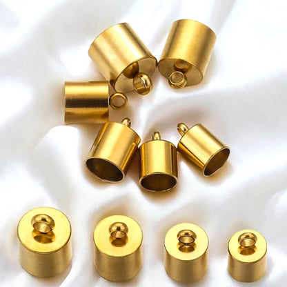 10PCS 18K Gold Plated Stainless Steel End Caps, Lobster Clasp Cord Connector, DIY Bracelet Anklet Jewelry Making Findings