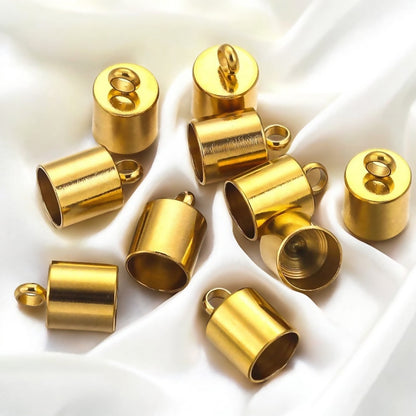 10PCS 18K Gold Plated Stainless Steel End Caps, Lobster Clasp Cord Connector, DIY Bracelet Anklet Jewelry Making Findings