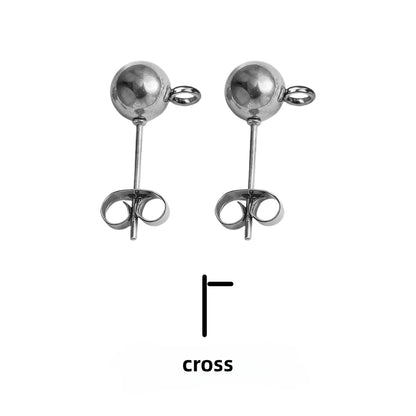 10Pairs Stainless Steel Ball Post Earring Stud, Earrings-Posts Stud Round Balls-Earrings Stainless Steel Silver Ball-Posts with Loops for DIY Crafts Making