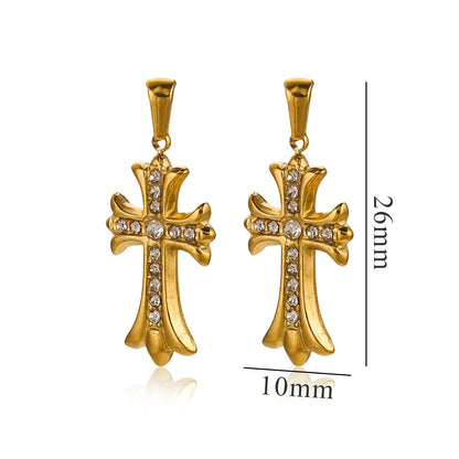 18K Gold Plated Stainless Steel Cross Pendant for Bracelets & Necklaces