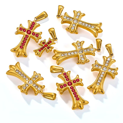 18K Gold Plated Stainless Steel Cross Pendant for Bracelets & Necklaces