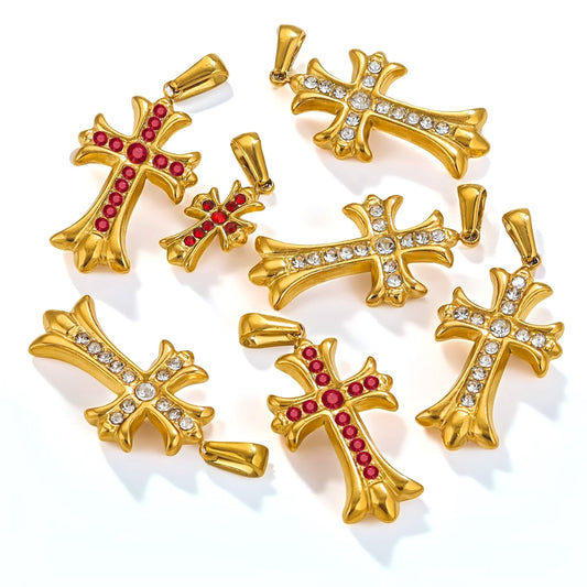 18K Gold Plated Stainless Steel Cross Pendant for Bracelets & Necklaces