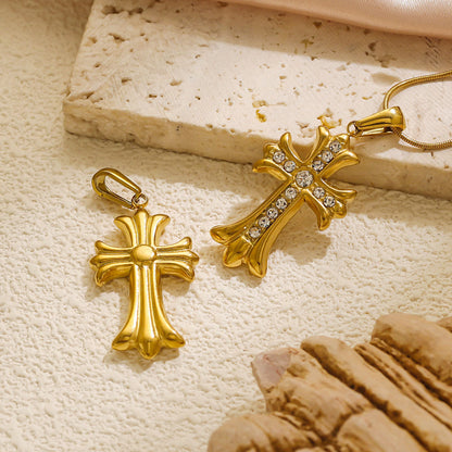 18K Gold Plated Stainless Steel Cross Pendant for Bracelets & Necklaces