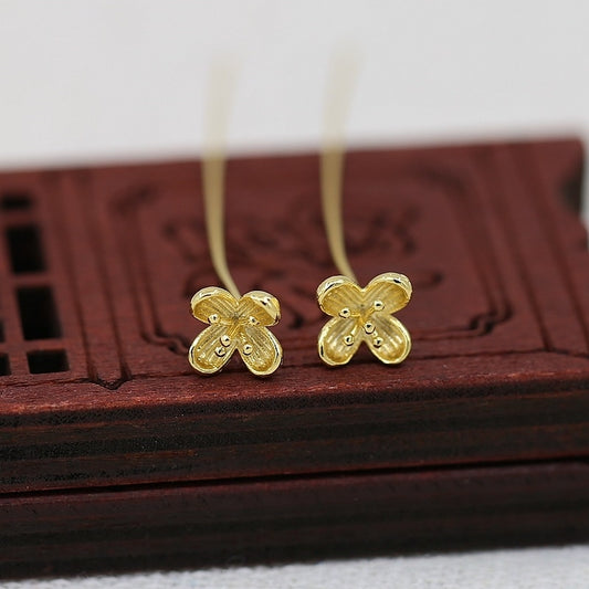 2PCS 24K Gold Plated Brass Flower Stamen Pin | 0.6×45×6.5mm Long Needle Center for DIY Floral Jewelry & Hairpins