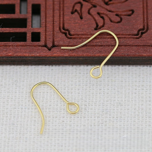 5Pairs 24K Gold Plated Brass Earring Hooks, 0.7x16mm Tarnish Resistant Ear Wires, Small Gold Hooks for DIY Jewelry Making